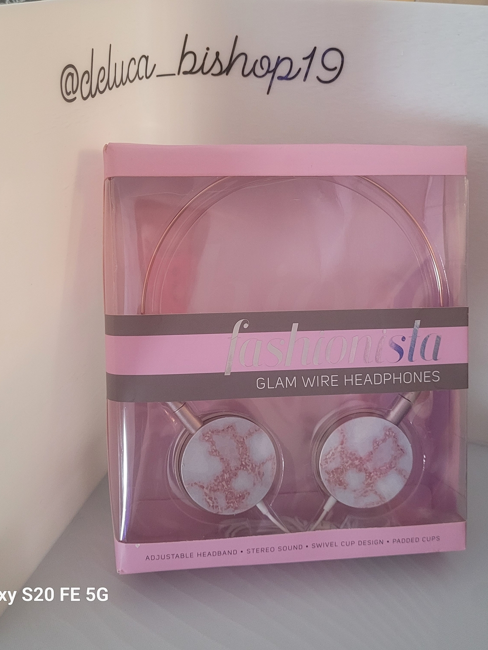 Fashionista Glam Wire Headphones - Pink Marble - Picture 1 of 2
